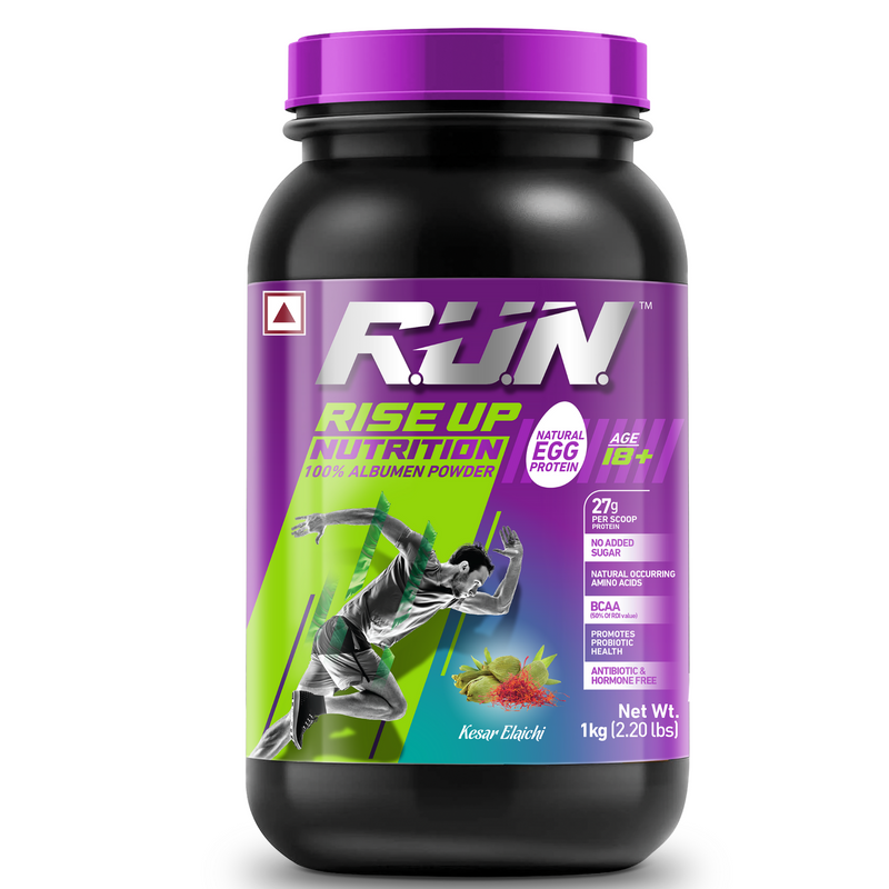 100% Egg White Protein Powder, Natural Egg Protein, 27g Protein, 14g EAA, Lactose Free, Soy Free, Gluten Free, 2.20 lbs/1 kg, 28 Servings, Kesar Elaichi - Rise Up Nutrition