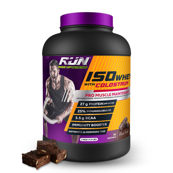 ISO WHEY With Colostrum, Lactose Free, Soy Free, Pro Muscle Maintenance, 27G Protein, 5.5G BCAA, Immunity Booster, 2KG - Choco Fudge - Rise Up Nutrition