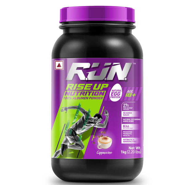 100% Egg White Protein Powder, Natural Egg Protein, 27g Protein, 14g EAA, Lactose Free, Soy Free, Gluten Free, 2.20 lbs/1 kg, 28 Servings, Cappuccino - Rise Up Nutrition