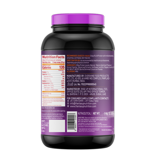 ISO WHEY With Colostrum, Lactose Free, Soy Free, Pro Muscle Maintenance, 27G Protein, 5.5G BCAA, Immunity Booster, 1KG - French Vanilla