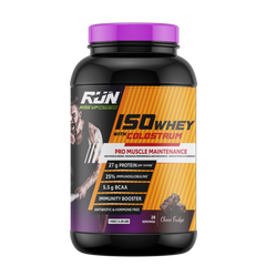 ISO WHEY With Colostrum, Lactose Free, Soy Free, Pro Muscle Maintenance, 27G Protein, 5.5G BCAA, Immunity Booster, 1KG - Choco Fudge
