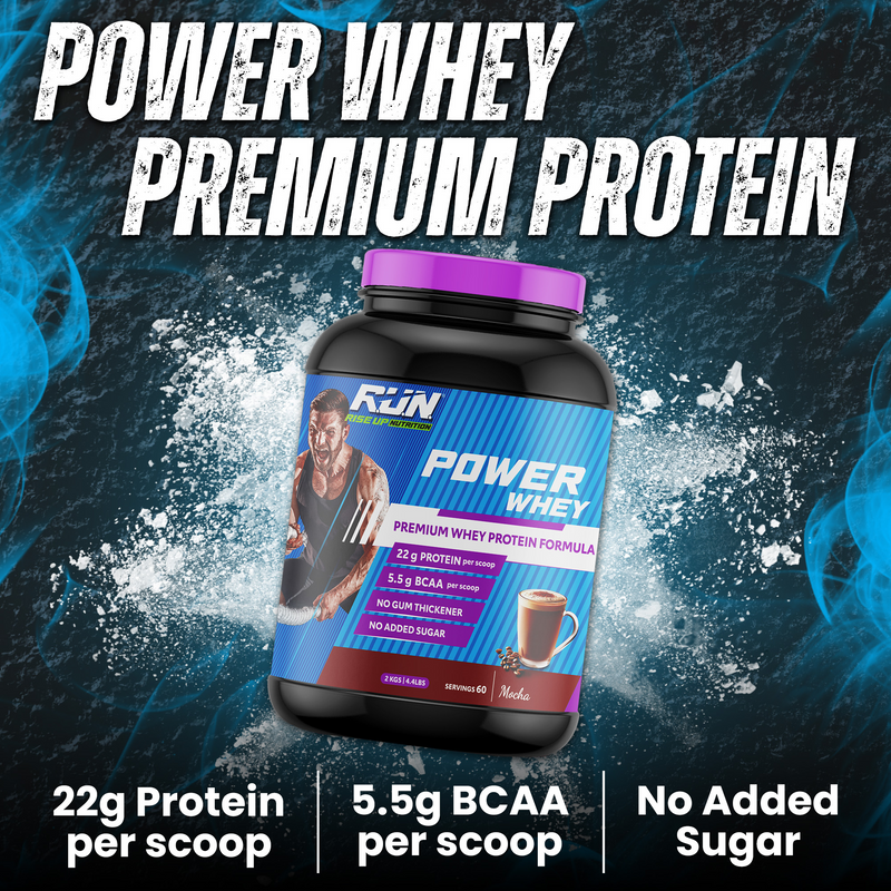 Power Whey Protein 2kg, Premium Whey Powder, 22g Protein, 5.5g BCAA, Non-GMO, Gluten free, Soy free, 4.40 Lbs - Mocha - Rise Up Nutrition