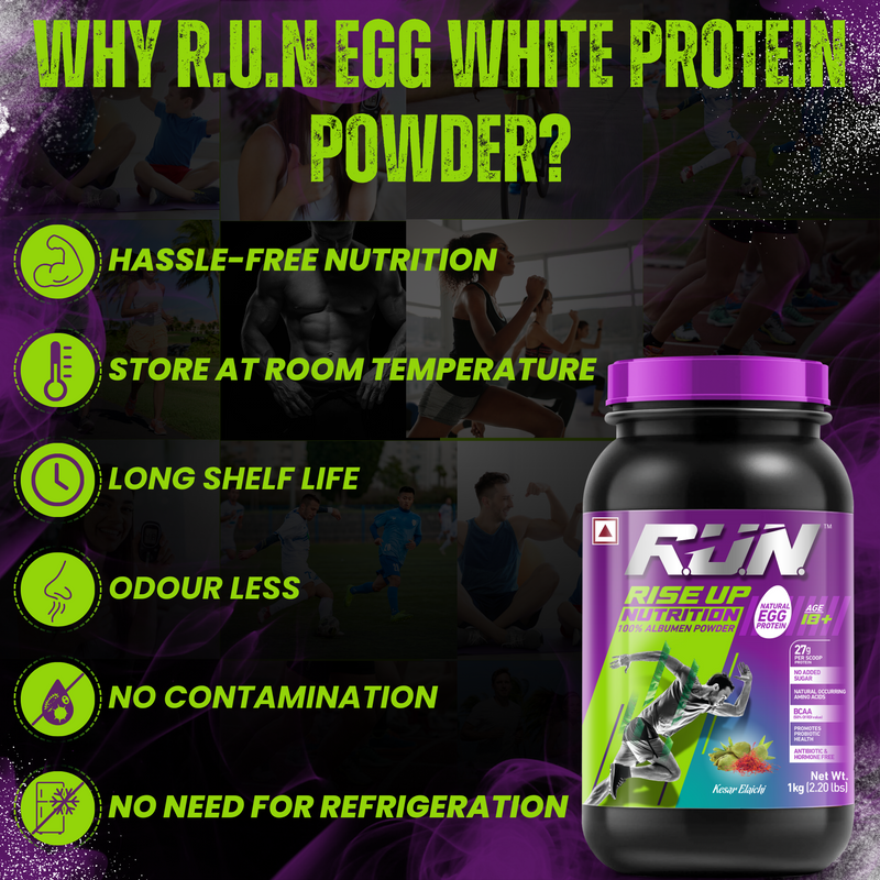 100% Egg White Protein Powder, Natural Egg Protein, 27g Protein, 14g EAA, Lactose Free, Soy Free, Gluten Free, 2.20 lbs/1 kg, 28 Servings, Kesar Elaichi - Rise Up Nutrition
