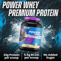 Power Whey Protein 2kg, Premium Whey Powder, 22g Protein, 5.5g BCAA, Non-GMO, Gluten free, Soy free, 4.40 Lbs - Vanilla - Rise Up Nutrition