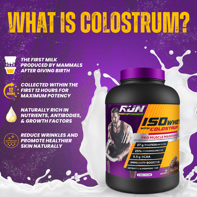 ISO WHEY With Colostrum, Lactose Free, Soy Free, Pro Muscle Maintenance, 27G Protein, 5.5G BCAA, Immunity Booster, 2KG - French Vanilla