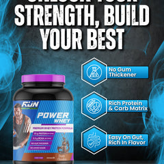 Power Whey Protein 2kg, Premium Whey Powder, 22g Protein, 5.5g BCAA, Non-GMO, Gluten free, Soy free, 4.40 Lbs - Dutch Choco