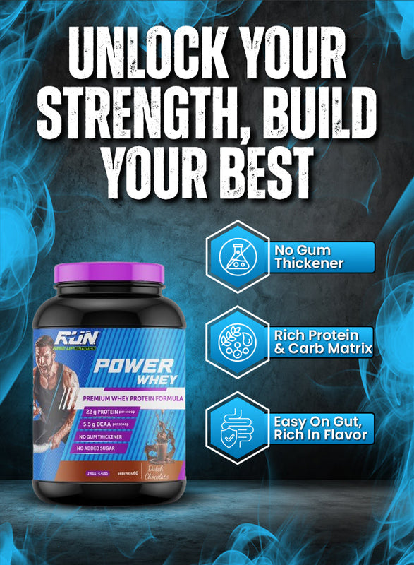 Power Whey Protein 2kg, Premium Whey Powder, 22g Protein, 5.5g BCAA, Non-GMO, Gluten free, Soy free, 4.40 Lbs - Dutch Choco