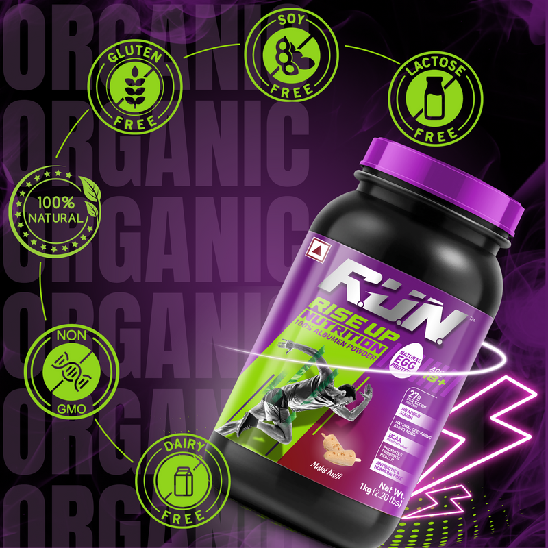 100% Egg White Protein Powder, Natural Egg Protein, 27g Protein, 14g EAA, Lactose Free, Soy Free, Gluten Free, 2.20 lbs/1 kg, 28 Servings, Malai Kulfi - Rise Up Nutrition