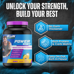 Power Whey Protein 2kg, Premium Whey Powder, 22g Protein, 5.5g BCAA, Non-GMO, Gluten free, Soy free, 4.40 Lbs - Mango - Rise Up Nutrition