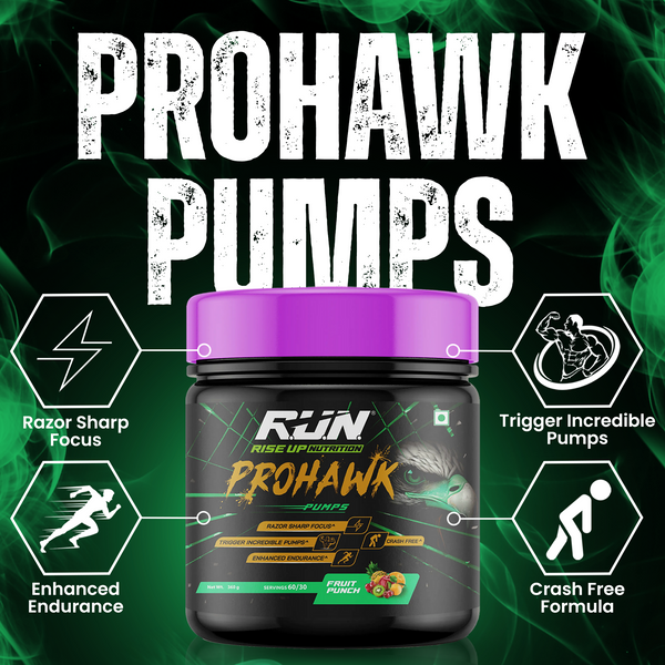 Prohawk Pumps, Advance Pre-workout, Crash Free, Pure Energy, Sharp Focus & More Pumps, 30 Servingss - Fruit Punch