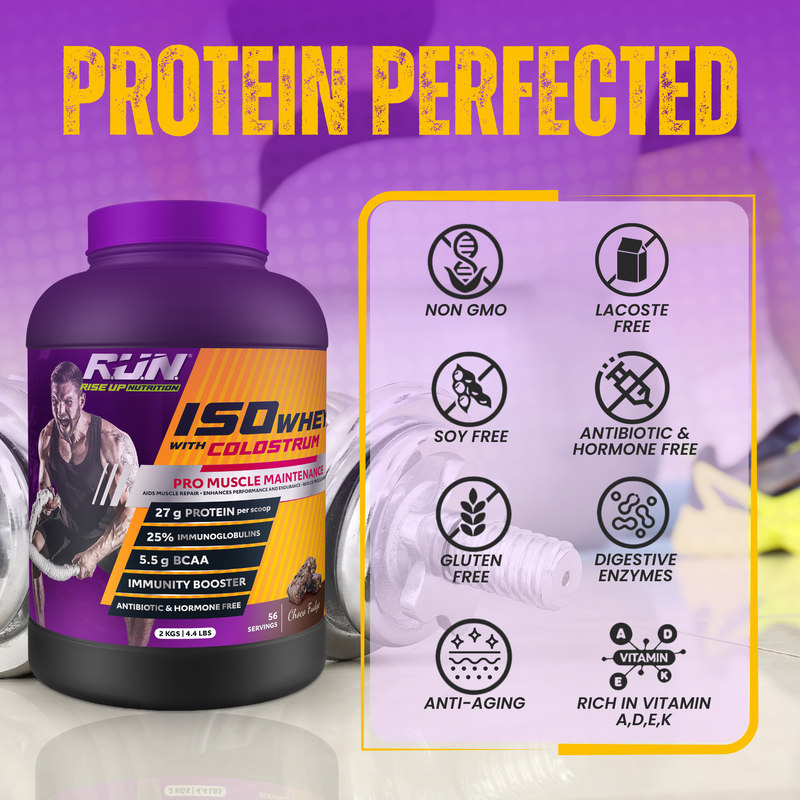 ISO WHEY With Colostrum, Lactose Free, Soy Free, Pro Muscle Maintenance, 27G Protein, 5.5G BCAA, Immunity Booster, 2KG - French Vanilla