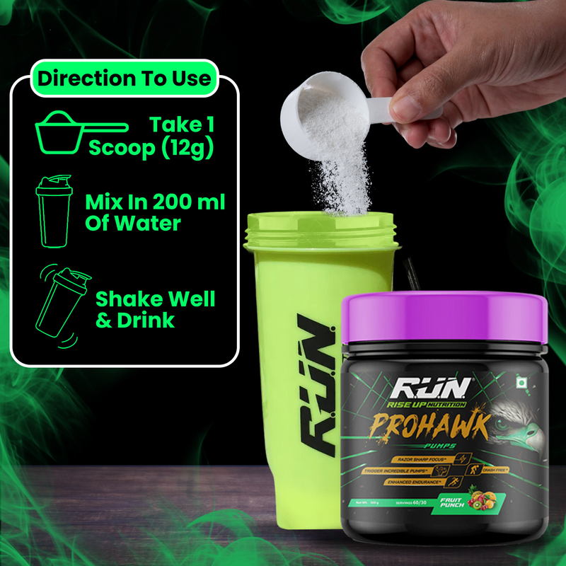 Prohawk Pumps, Advance Pre-workout, Crash Free, Pure Energy, Sharp Focus & More Pumps, 30 Servingss - Fruit Punch