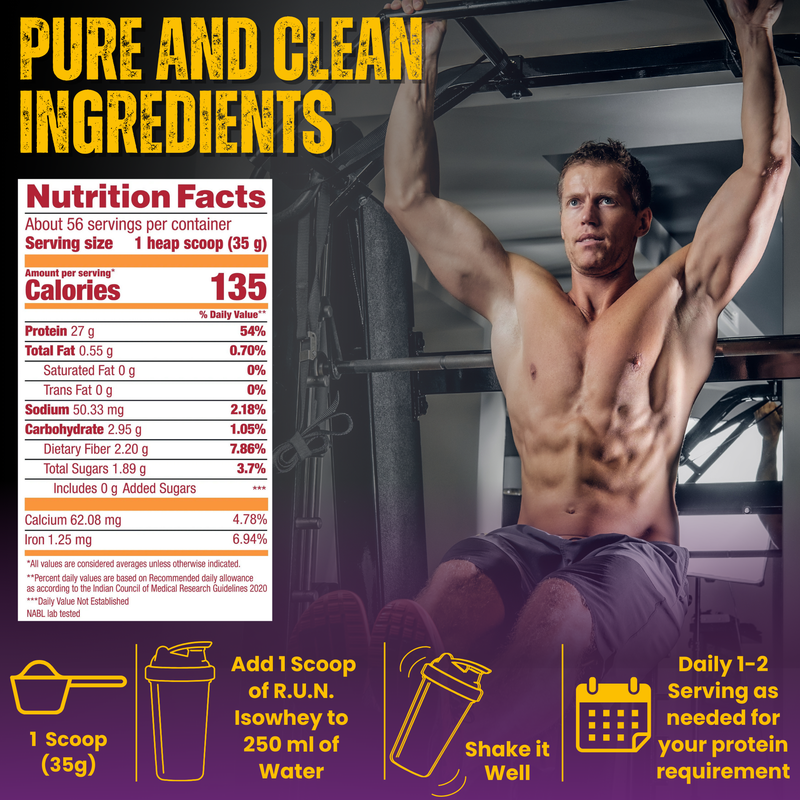 ISO WHEY With Colostrum, Lactose Free, Soy Free, Pro Muscle Maintenance, 27G Protein, 5.5G BCAA, Immunity Booster, 2KG - French Vanilla