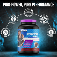 Power Whey Protein 2kg, Premium Whey Powder, 22g Protein, 5.5g BCAA, Non-GMO, Gluten free, Soy free, 4.40 Lbs - Mocha - Rise Up Nutrition