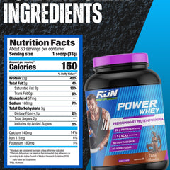 Power Whey Protein 2kg, Premium Whey Powder, 22g Protein, 5.5g BCAA, Non-GMO, Gluten free, Soy free, 4.40 Lbs - Dutch Choco