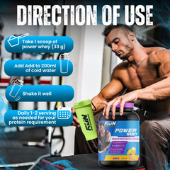 Power Whey Protein 2kg, Premium Whey Powder, 22g Protein, 5.5g BCAA, Non-GMO, Gluten free, Soy free, 4.40 Lbs - Mango - Rise Up Nutrition