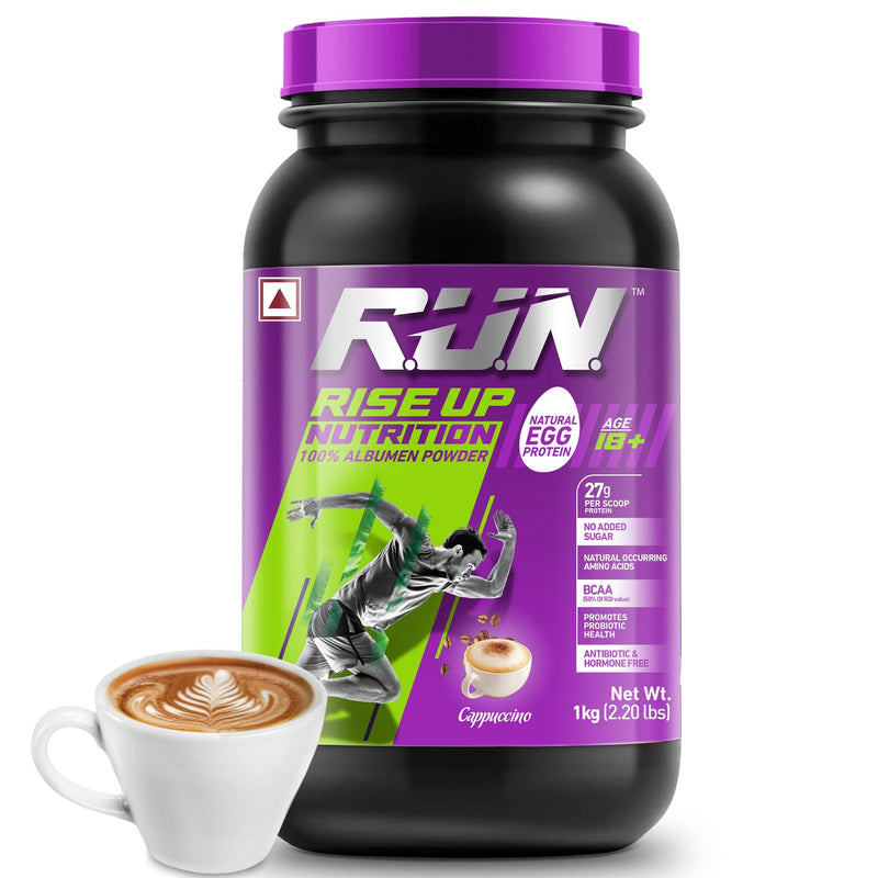 100% Egg White Protein Powder, Natural Egg Protein, 27g Protein, 14g EAA, Lactose Free, Soy Free, Gluten Free, 2.20 lbs/1 kg, 28 Servings, Cappuccino - Rise Up Nutrition