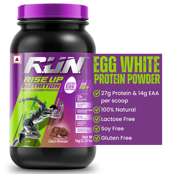 100% Egg White Protein Powder, Natural Egg Protein, 27g Protein, 14g EAA, Lactose Free, Soy Free, Gluten Free, 2.20 lbs/1 kg, 28 Servings, Choco Brownie - Rise Up Nutrition
