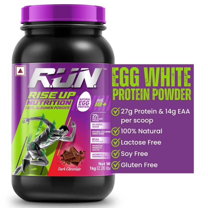 100% Egg White Protein Powder, Natural Egg Protein, 27g Protein, 14g EAA, Lactose Free, Soy Free, Gluten Free, 2.20 lbs/1 kg, 28 Servings, Dark Chocolate - Rise Up Nutrition