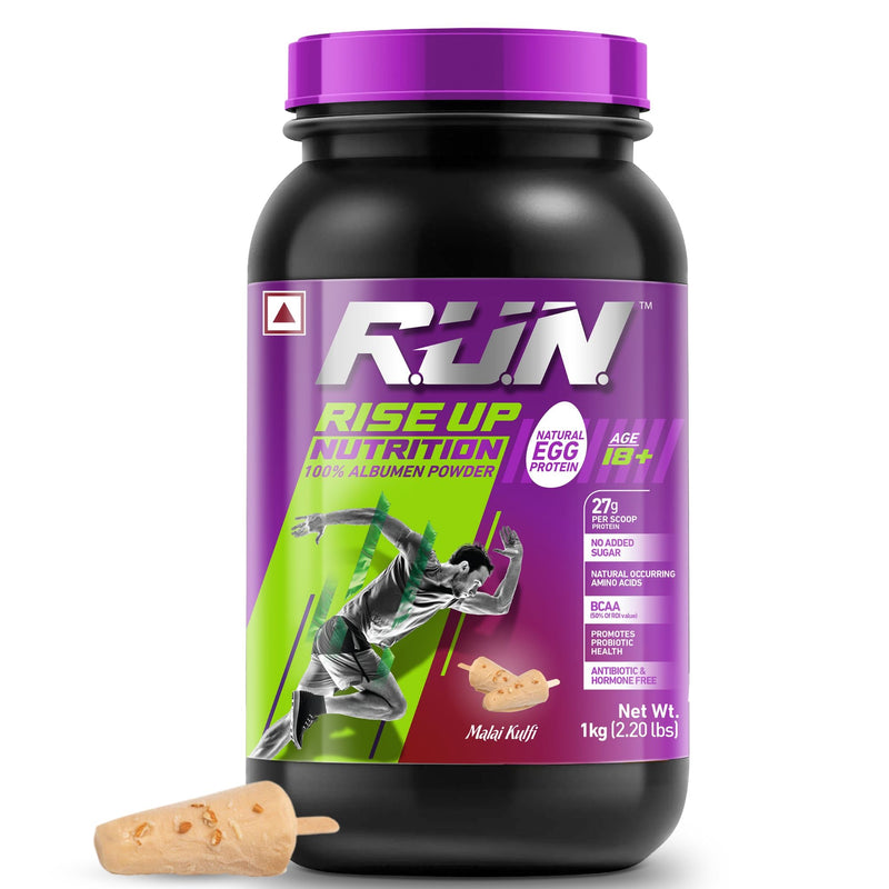 100% Egg White Protein Powder, Natural Egg Protein, 27g Protein, 14g EAA, Lactose Free, Soy Free, Gluten Free, 2.20 lbs/1 kg, 28 Servings, Malai Kulfi - Rise Up Nutrition