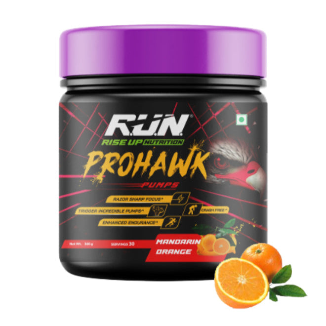 Prohawk Pumps, Advance Pre-workout, Crash Free, Pure Energy, Sharp Focus & More Pumps, 30 Servingss - Mandrin Orange