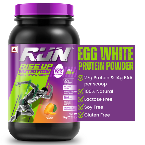 100% Egg White Protein Powder, Natural Egg Protein, 27g Protein, 14g EAA, Lactose Free, Soy Free, Gluten Free, 2.20 lbs/1 kg, 28 Servings, Ma - Rise Up Nutrition