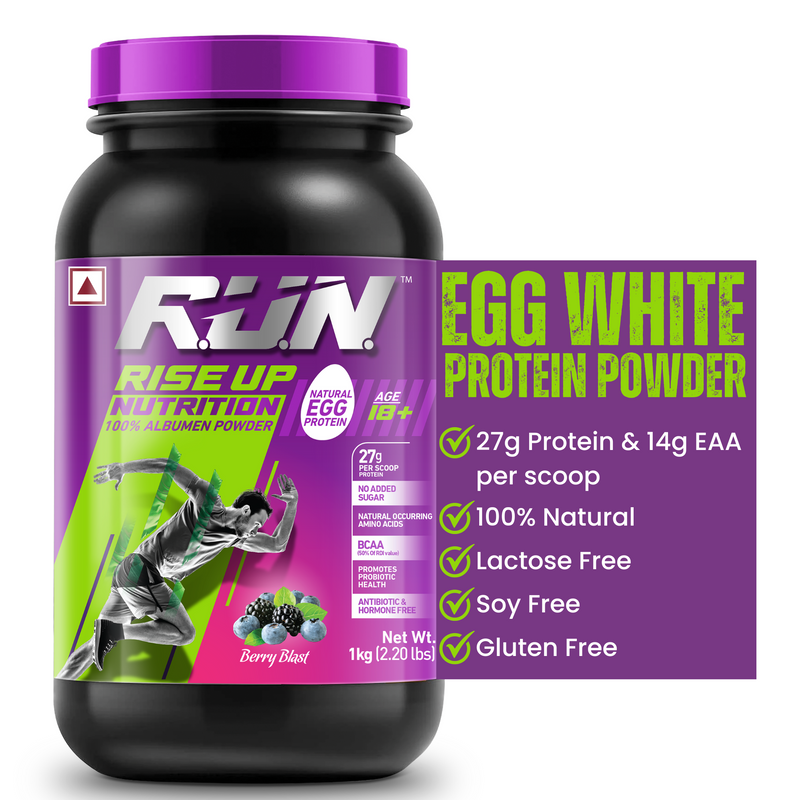 100% Egg White Protein Powder, Natural Egg Protein, 27g Protein, 14g EAA, Lactose Free, Soy Free, Gluten Free, 2.20 lbs/1 kg, 28 Servings, Berry Blast - Rise Up Nutrition