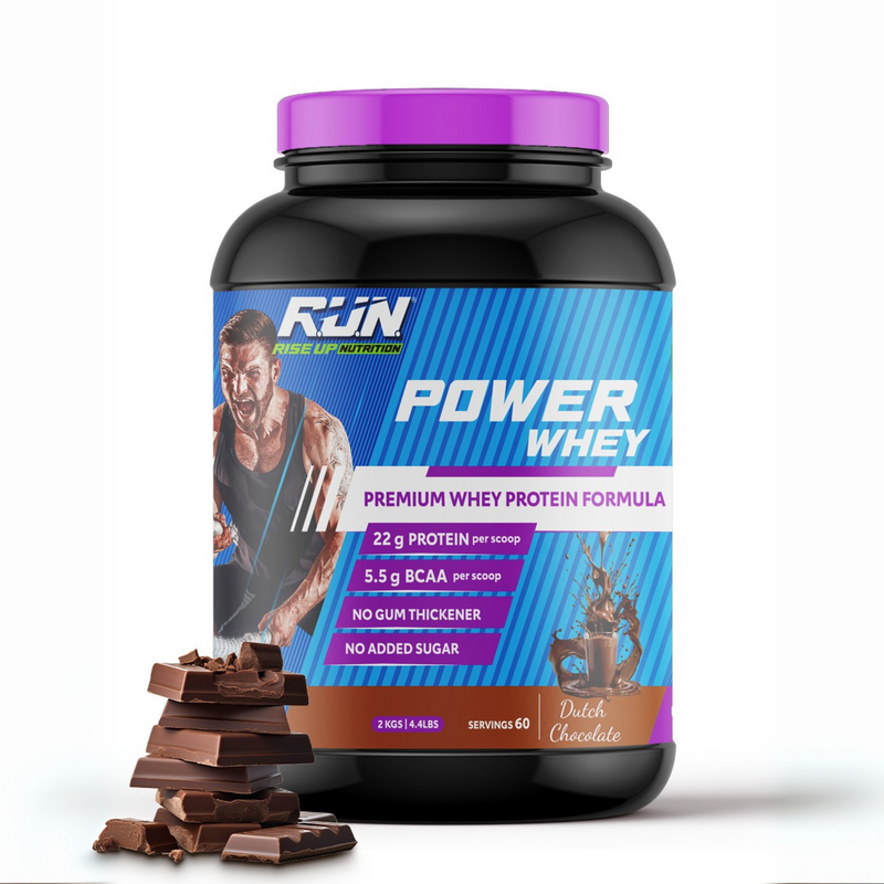 Power Whey Protein 2kg, Premium Whey Powder, 22g Protein, 5.5g BCAA, Non-GMO, Gluten free, Soy free, 4.40 Lbs - Dutch Choco